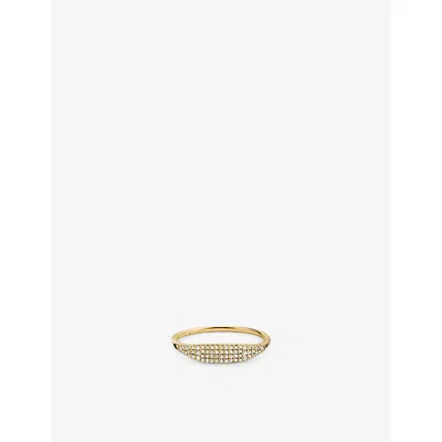 Mejuri Women's Gold Pavé Diamond 14ct Yellow-gold And 0.158ct Diamond Signet Ring