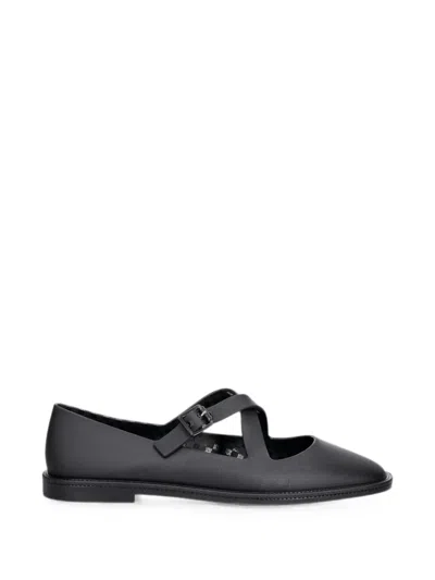 Melissa Ever Cross-strap Buckle-fastening Ballet Flats In Black