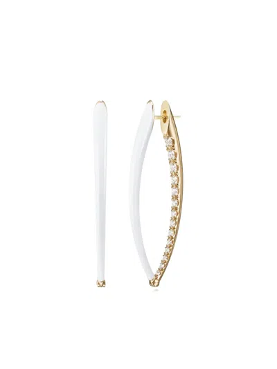 Melissa Kaye 18k Yellow Gold Diamond Cristina Earrings In White