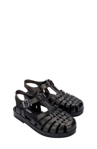 Melissa Kids' Mini Posession Jelly Fisherman Sandal In Black Glit