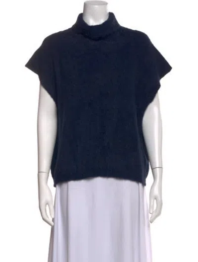 Pre-owned Melissa Nepton Mock Neck Sleeveless Top In Blue