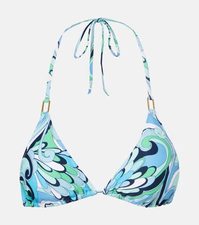Melissa Odabash Cancun Printed Bikini Top In Blue