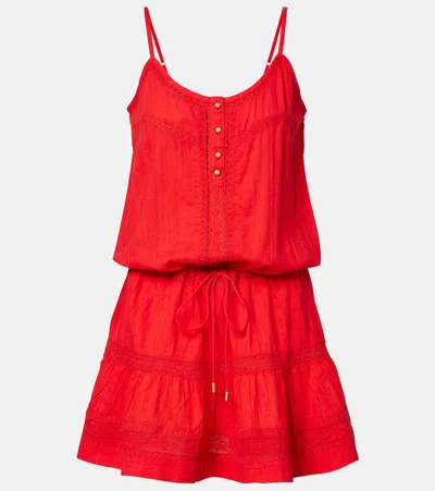 Melissa Odabash Kelly Crochet-trimmed Cotton Minidress In Blue