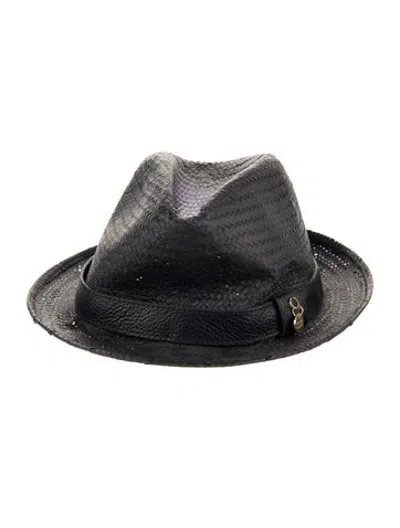 Pre-owned Melissa Odabash Straw Fedora In Black