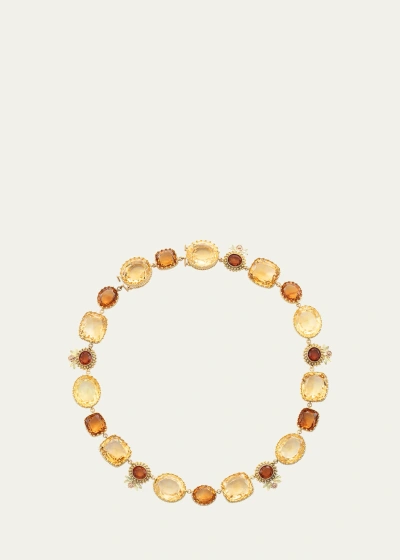 Mellerio 18k Yellow And Pink Gold Pierreries Necklace With Floral Pattern And Citrine
