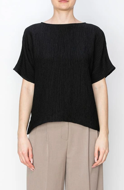 Melloday Textured Button Back Top In Black