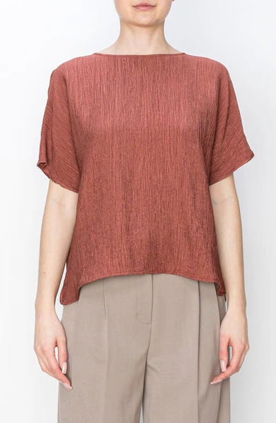 Melloday Textured Button Back Top In Cinnamon