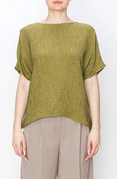 Melloday Textured Button Back Top In Olive