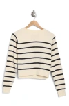 Melrose And Market Stripe Knit Pullover In Ivory Dove- Navy Stripe