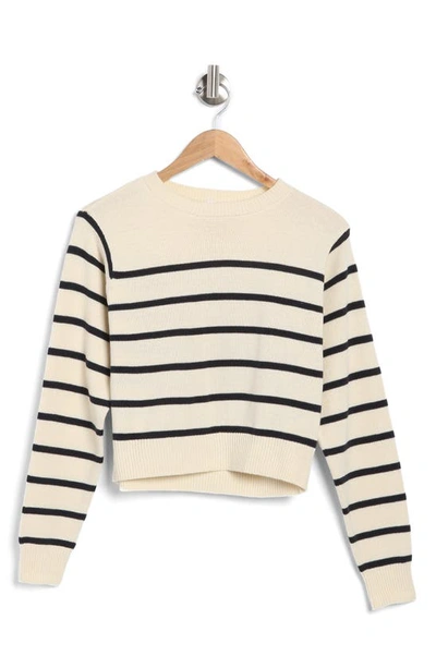 Melrose And Market Stripe Knit Pullover In Ivory Dove- Navy Stripe