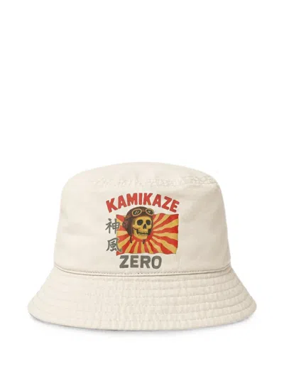 Melt Graphic-print Cotton Bucket Hat In Neutral