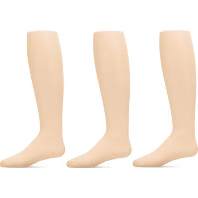 Memoi Kids'  3 Pair Pack Basic Sheer 30 Denier Tights In Nude