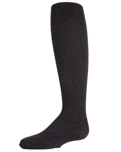 Memoi Kids'  Color Splatter Opaque Nylon Tights In Black