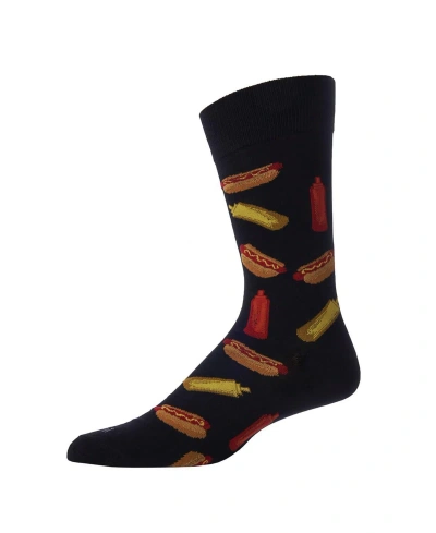 Memoi Men's Tasty Hot Dogs Novelty Crew Socks In Black