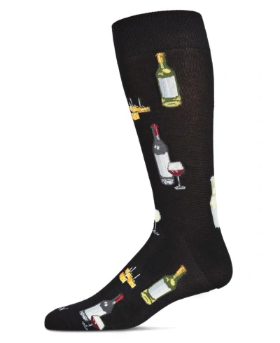 Memoi Men's Wine And Cheese Novelty Crew Socks In Asphalt Marled