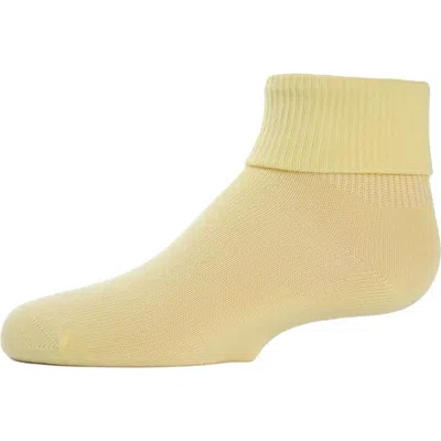 Memoi Kids'  Ribbed Triple-roll-cuff Ankle Sock In Yellow