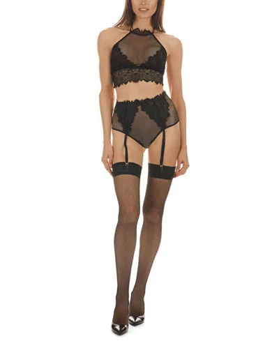 Memoi Women's Monique 2 Piece Garter Set In Black