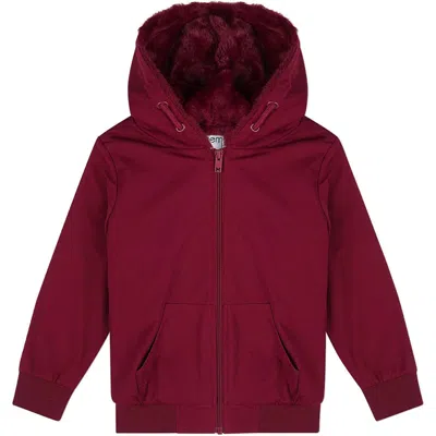 Memoi Kids'  Zip-up Hoodie With Cozy Faux Fur Lining In Burgundy