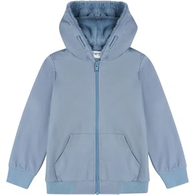 Memoi Kids'  Zip-up Hoodie With Cozy Faux Fur Lining In Blue