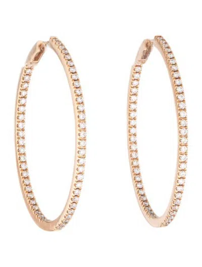 Pre-owned Memoire 18k 1.20ctw Diamond Oval Hoop Earrings In Multicolor