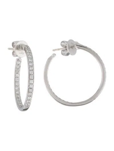 Pre-owned Memoire 18k Diamond Inside-out Hoop Earrings In Multicolor