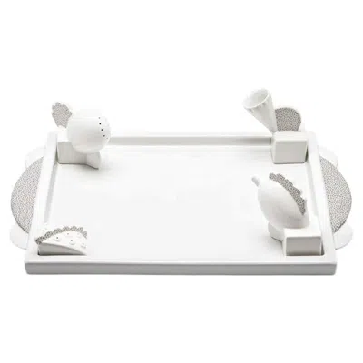 Pre-owned Memphis Milano Matteo Thun "manitoba" Italian Porcelain Tray Set For  In Gray