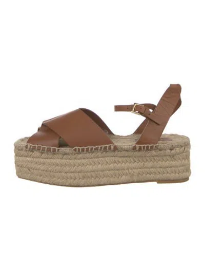 Pre-owned Mercedes Castillo Leather Espadrilles In Neutrals