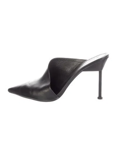 Pre-owned Mercedes Castillo Leather Mules In Black
