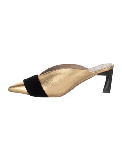 Pre-owned Mercedes Castillo Leather Mules In Gold/metallic