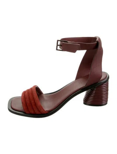 Pre-owned Mercedes Castillo Leather Sandals In Burgundy