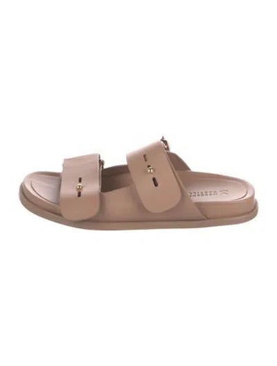 Pre-owned Mercedes Castillo Leather Slides In Neutrals