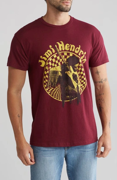Merch Traffic Jimi Hendrix Checker Graphic T-shirt In Maroon