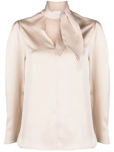 Merci Allure Attached-scarf Blouse In Neutrals