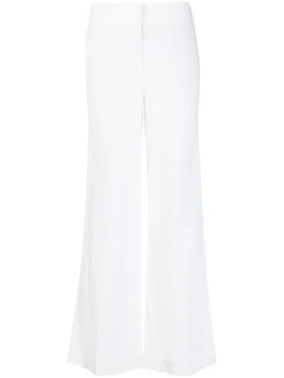 Merci Wide-leg Mid-rise Trousers In White