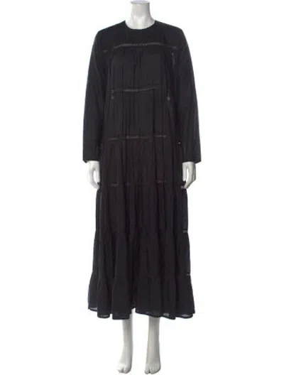 Pre-owned Merlette Crew Neck Long Dress In Black