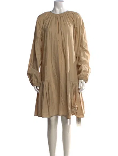 Pre-owned Merlette Crew Neck Midi Length Dress In Neutrals