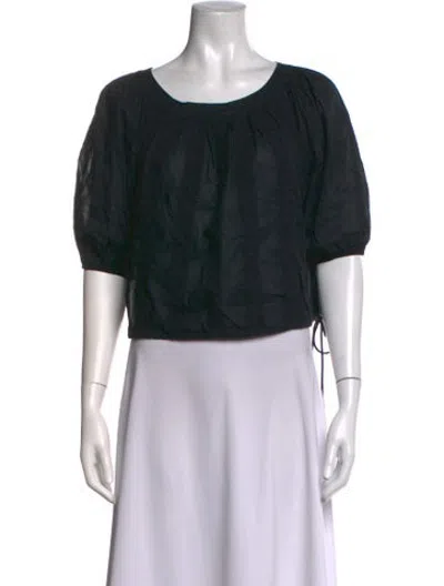 Pre-owned Merlette Crew Neck Short Sleeve Blouse In Black