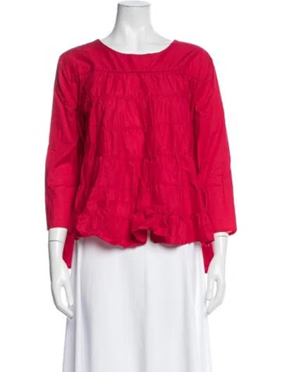 Pre-owned Merlette Crew Neck Three-quarter Sleeve Blouse In Pink