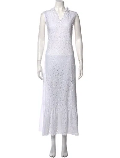 Pre-owned Merlette Lace Long Dress In White