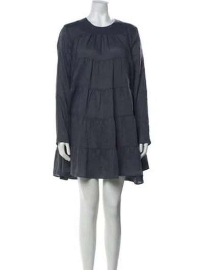Pre-owned Merlette Linen Mini Dress In Blue/grey
