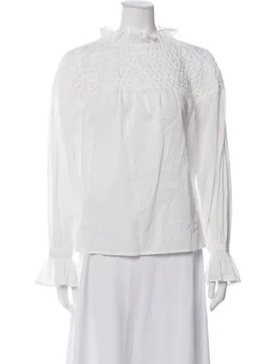 Pre-owned Merlette Long Sleeve Blouse In White