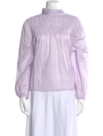 Pre-owned Merlette Mock Neck Long Sleeve Blouse In Purple