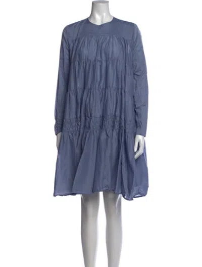 Pre-owned Merlette V-neck Mini Dress In Blue
