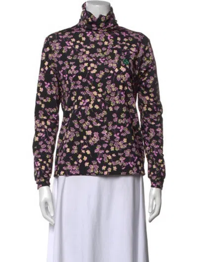 Pre-owned Meryll Rogge Floral Print Turtleneck Top In Multicolor