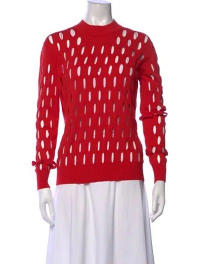 Pre-owned Meryll Rogge Mock Neck Long Sleeve Top In Red