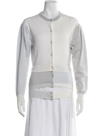 Pre-owned Meryll Rogge Striped Crew Neck Sweater In White