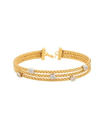 Meshmerise 18k Over Silver 0.1 Ct. Tw. Diamond Mesh Bangle In White