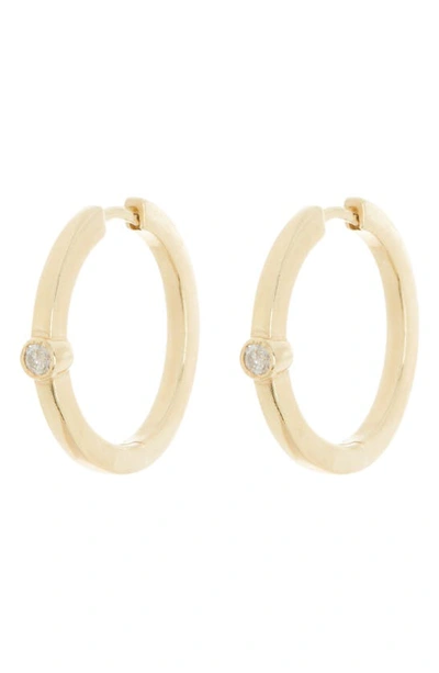 Meshmerise Bezel Set Diamond Hoop Earrings In Gold