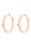 Meshmerise Bezel Set Diamond Hoop Earrings In Pink