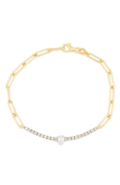 Meshmerise Diamond Paperclip Chain Bracelet In Gold